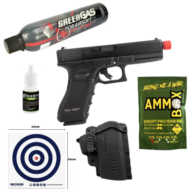 KIT PISTOLA ROSSI GK V17 G.GAS BLOWBACK 6,0MM