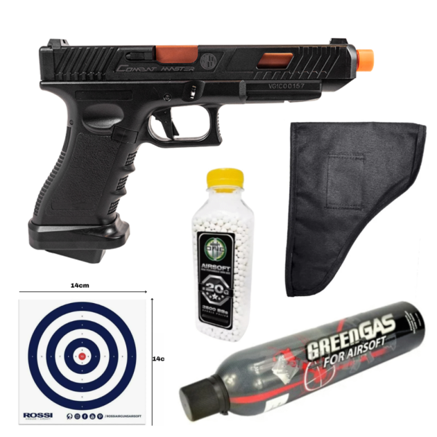 COMBO PISTOLA ROSSI GK COMBAT MASTER GBB 6MM