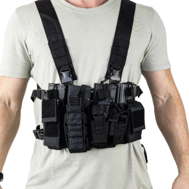 COLETE TÁTICO PRETO MODULAR CHEST RIG ROSSI